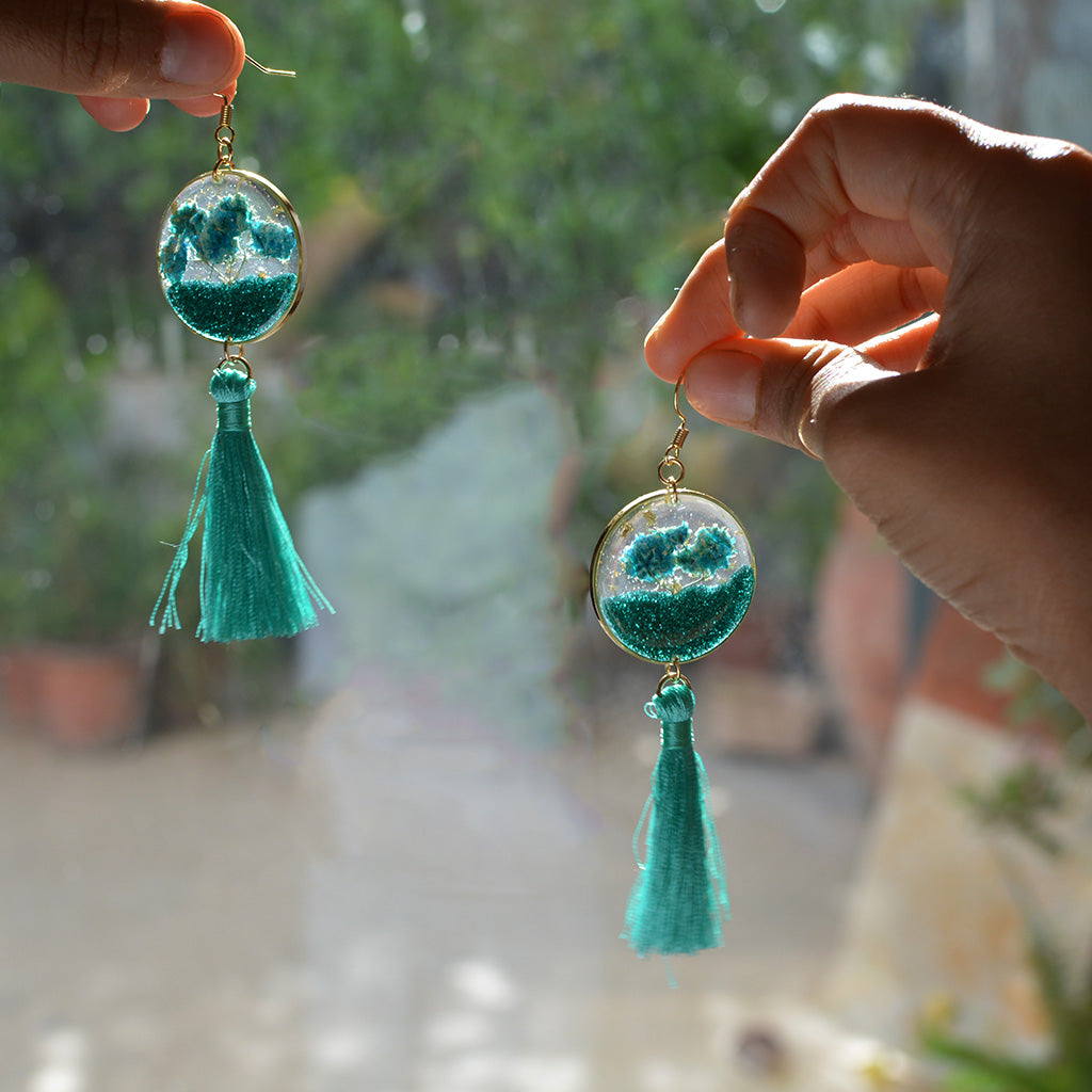 Oceanic Tassel Real Dried Flower Earrings - myBageecha