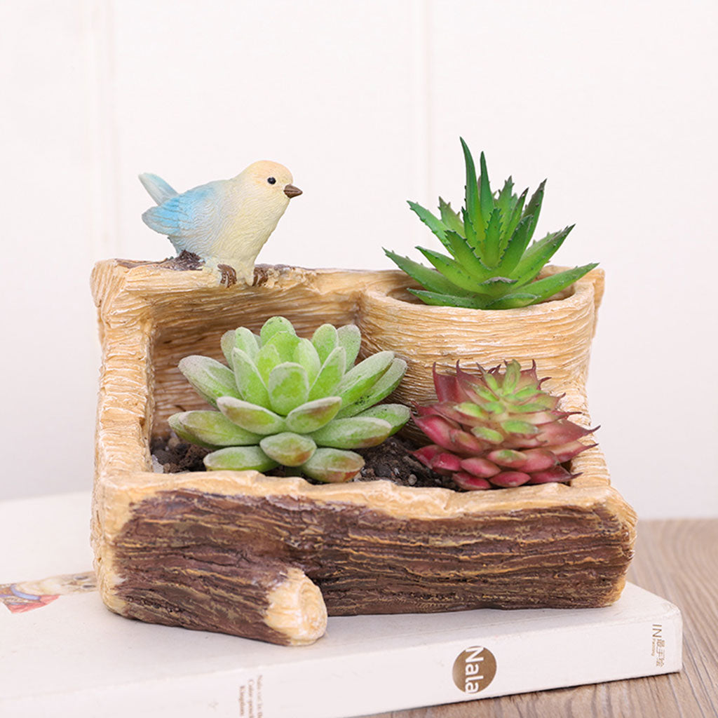 Perched Bird in Garden Resin Succulent Pot - myBageecha