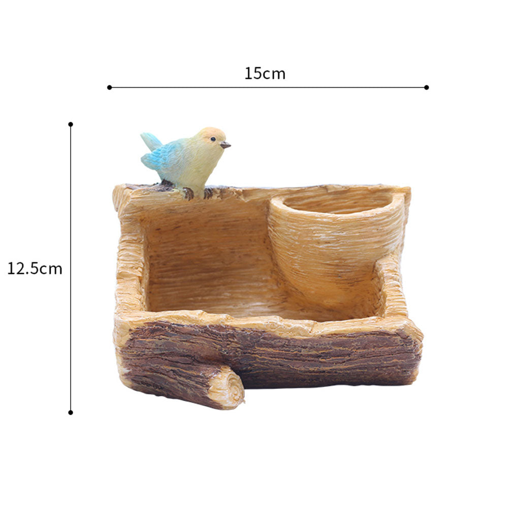 Perched Bird in Garden Resin Succulent Pot - myBageecha