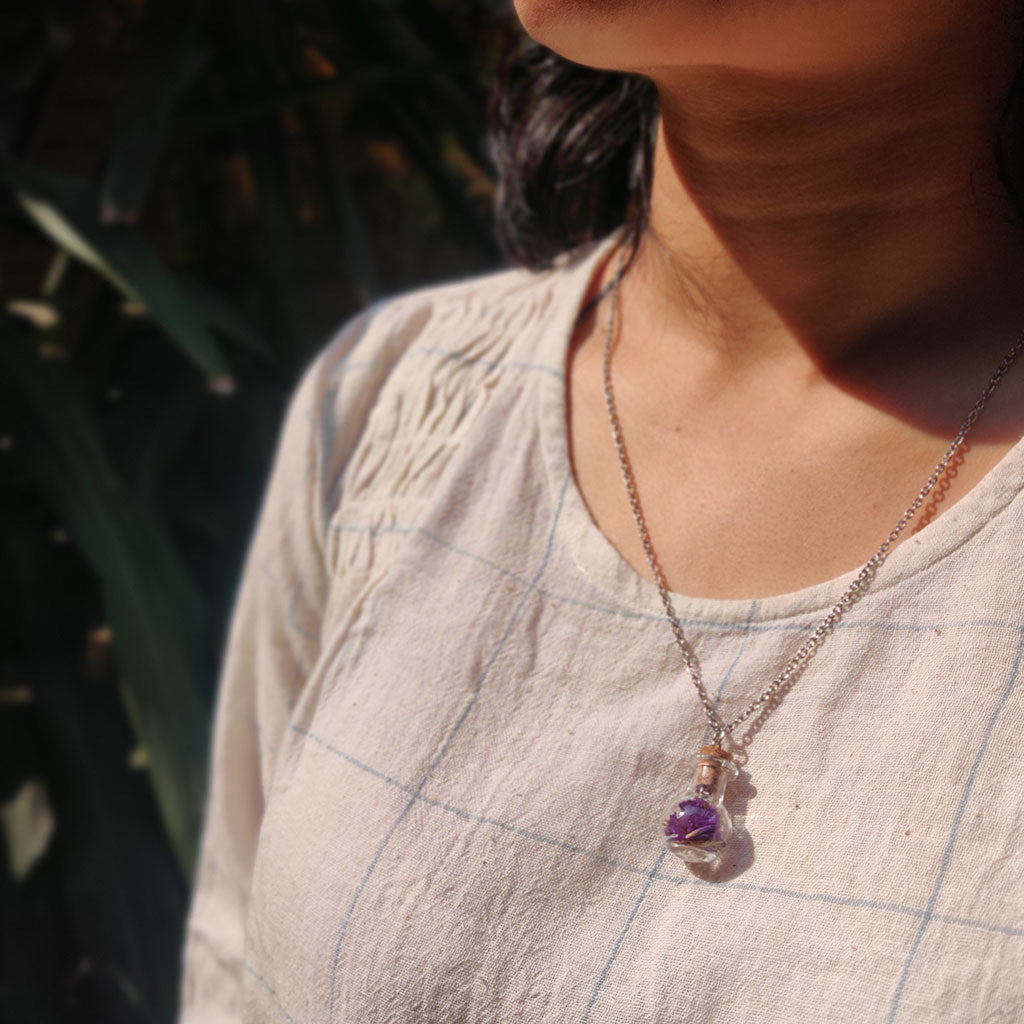 Potpourri Keepsake Real Dried Flower Necklace - myBageecha