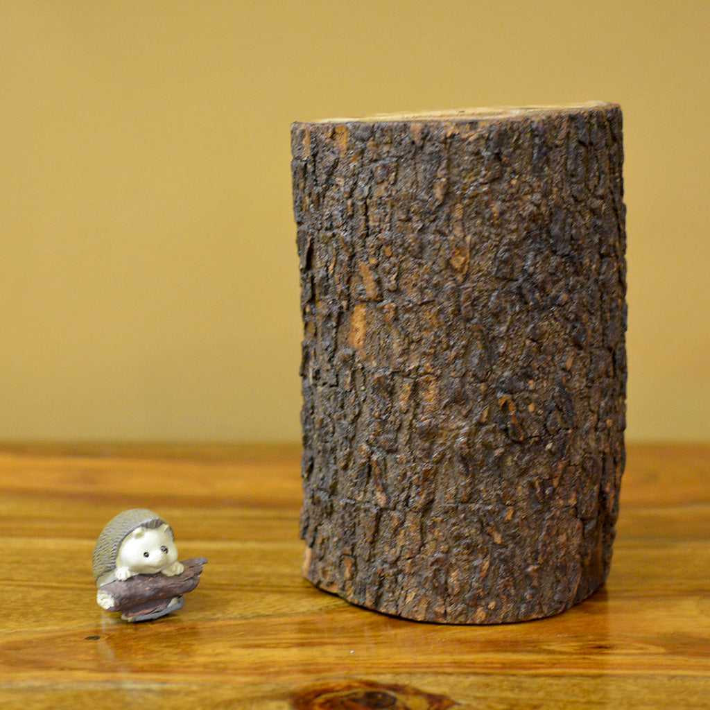 Bark frame floral décor for desks or shelves