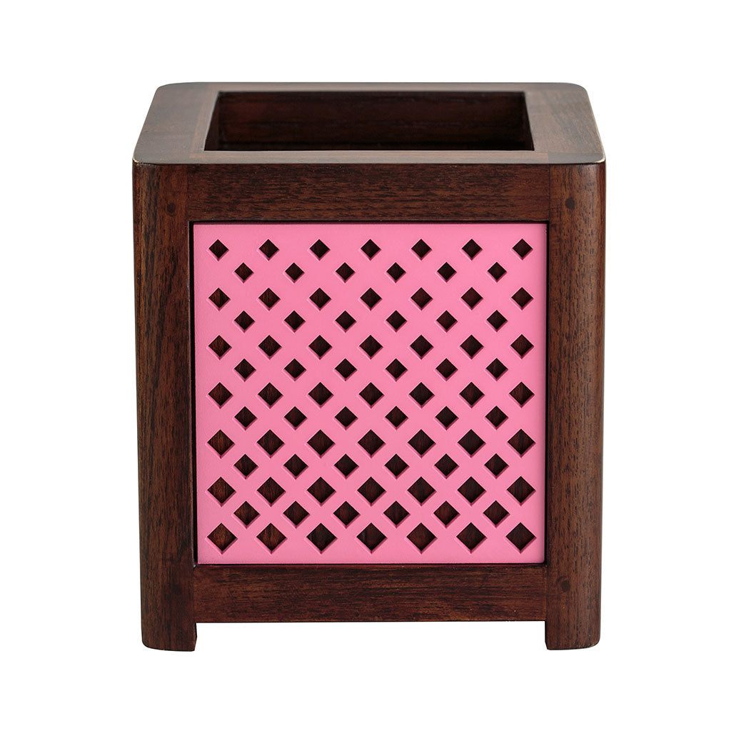 QUBO Dotted Handmade Wooden Indoor Planter Pot - myBageecha