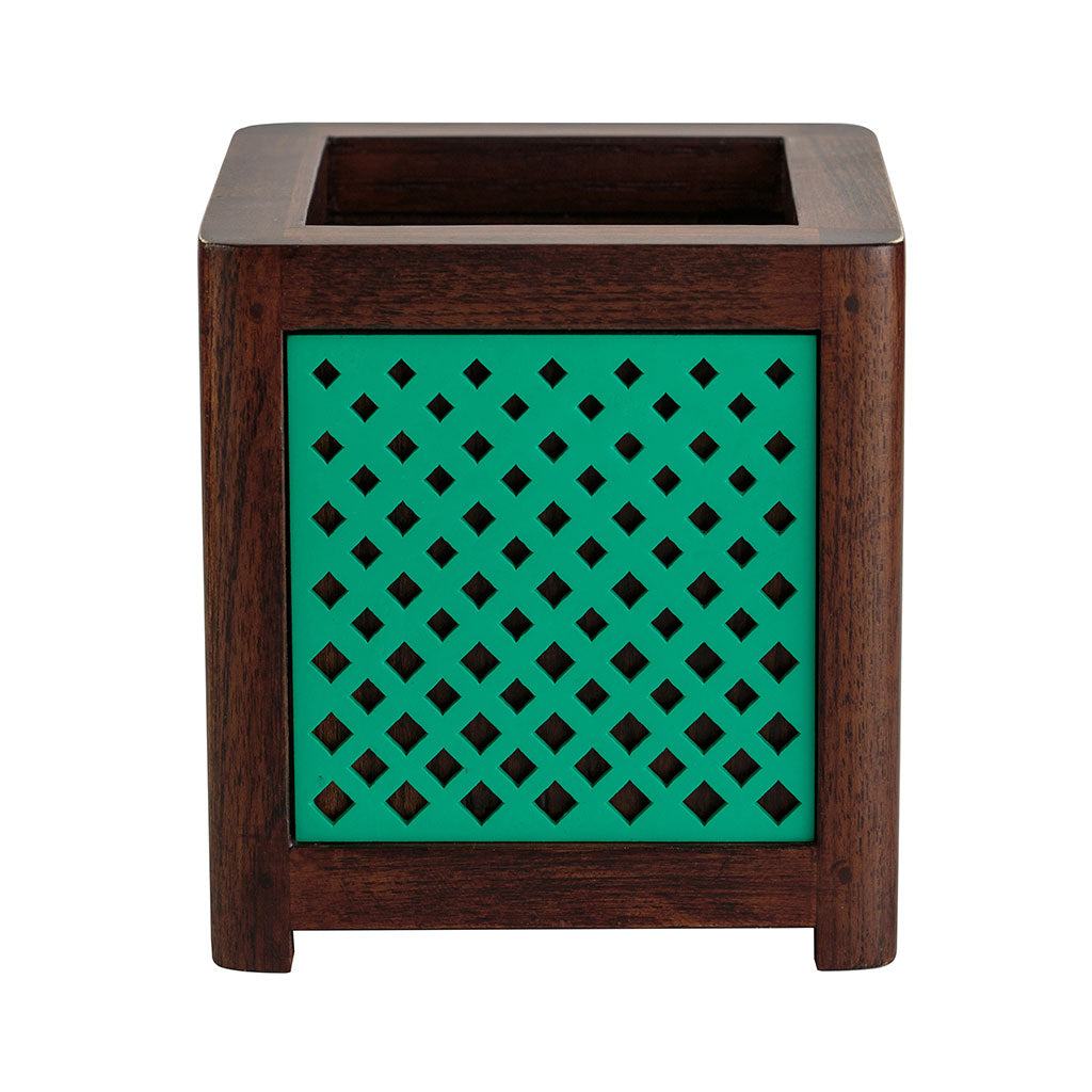 QUBO Dotted Handmade Wooden Indoor Planter Pot - myBageecha