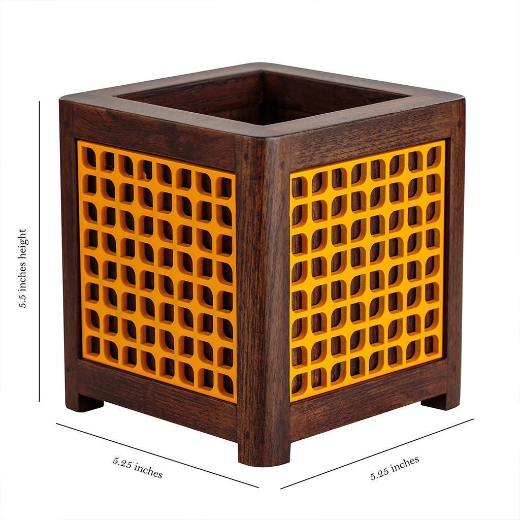 QUBO Leafy Handmade Wooden Indoor Planter Pot - myBageecha