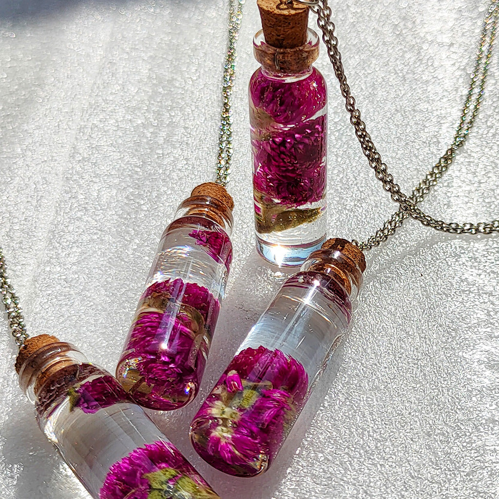 Rudraksha Flower Vial Real Dried Flower Necklace - myBageecha