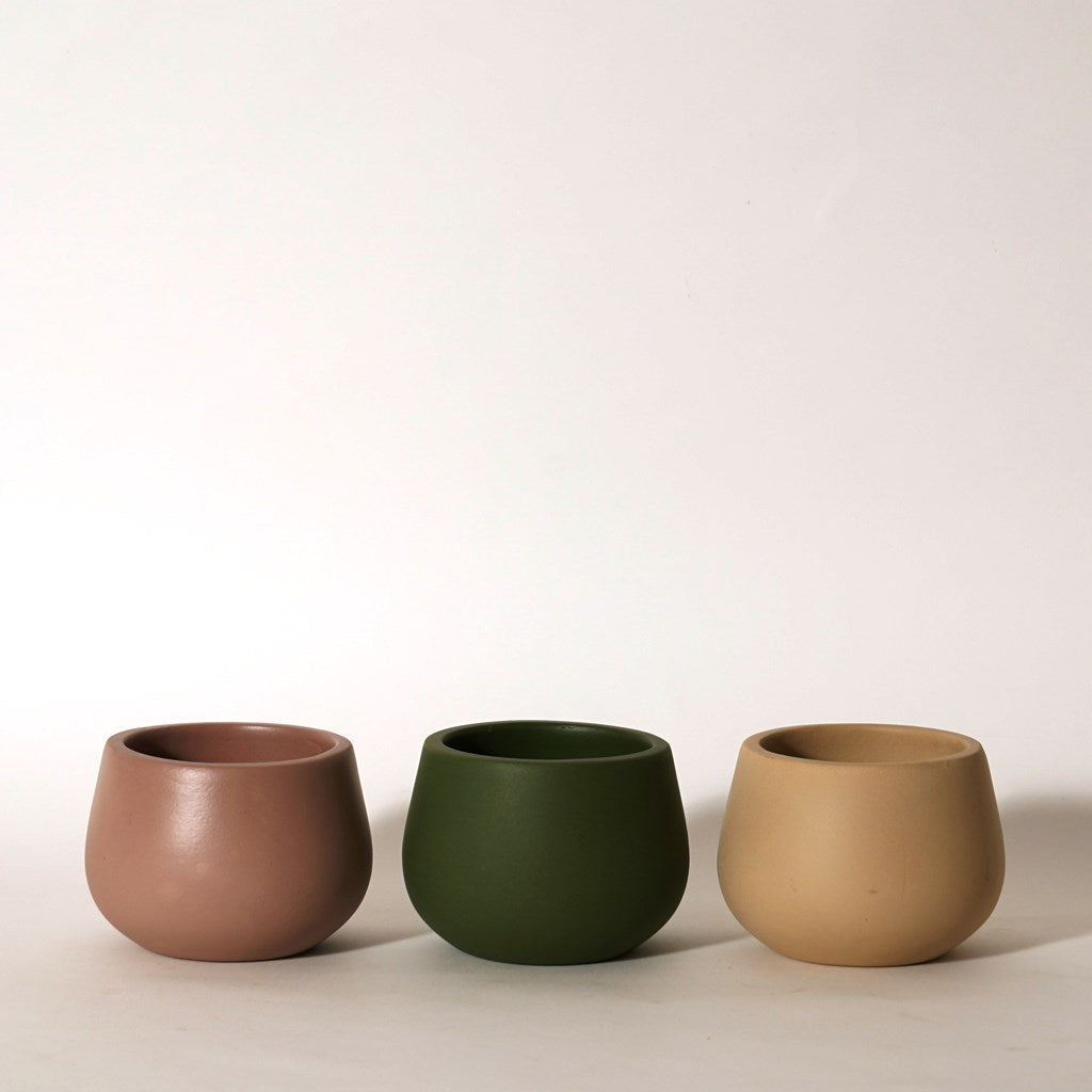 Set of 3 Misa Terracotta Pot front view – myBageecha