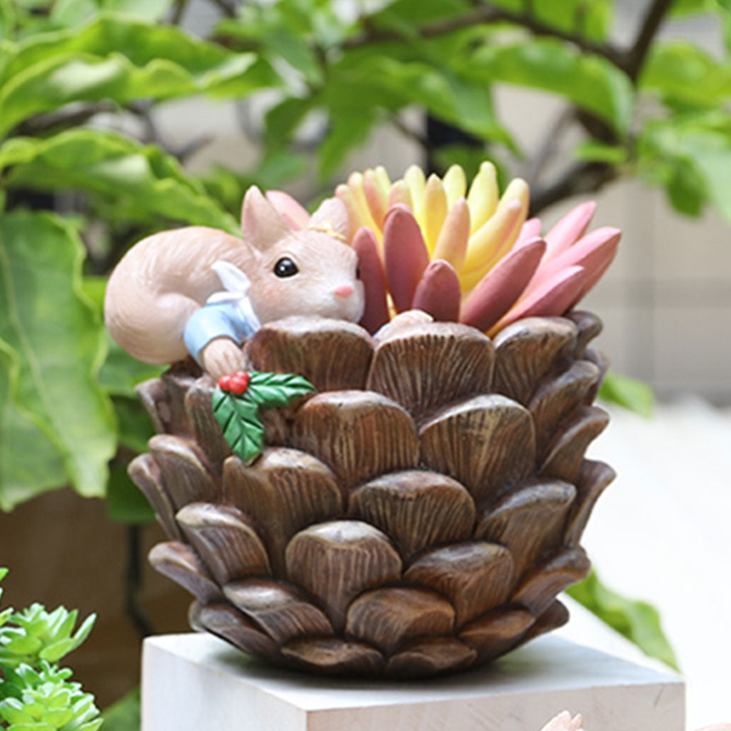 Squirrel in Pine Resin Succulent Pot - myBageecha