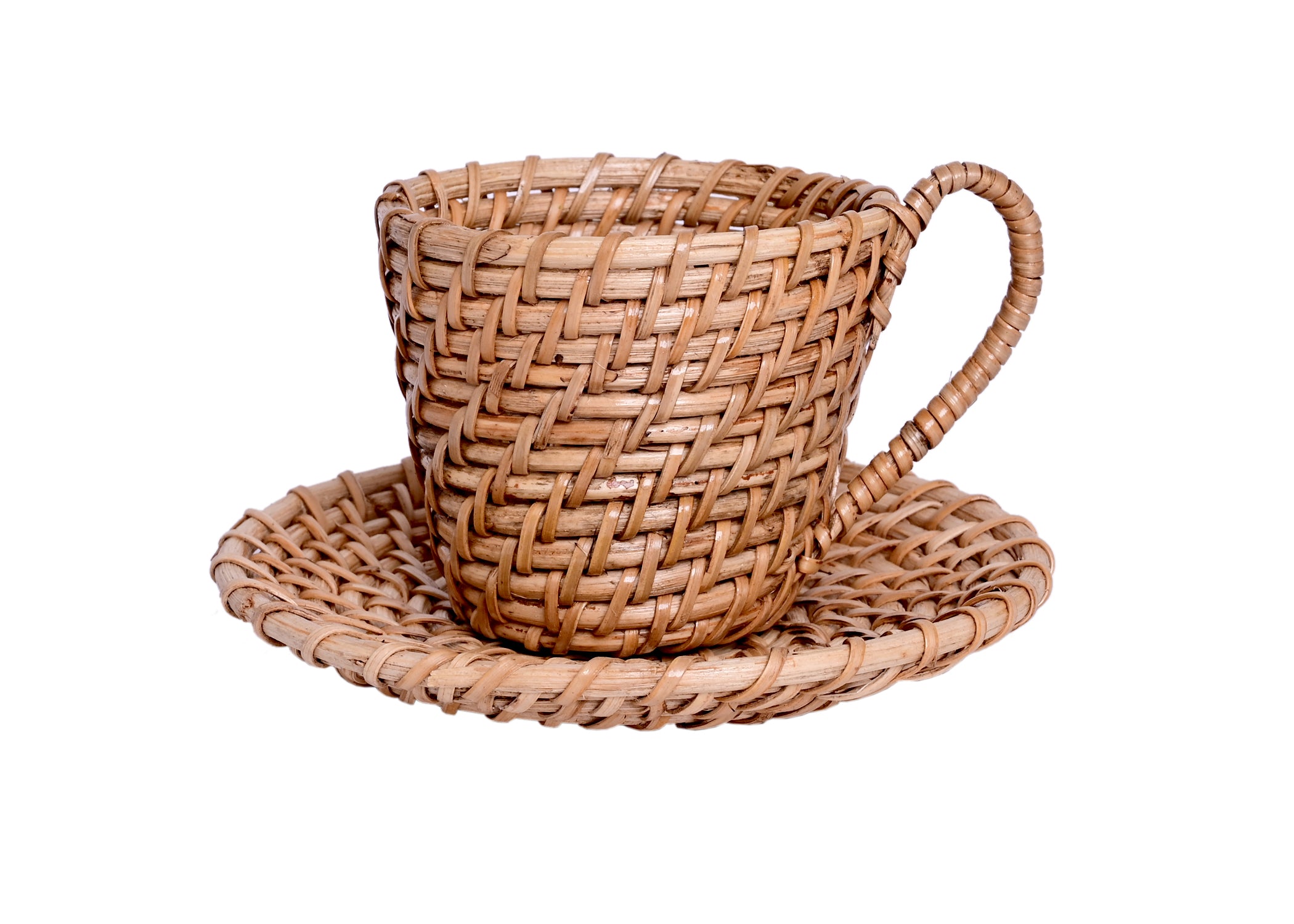 Cup and Saucer Natural Cane Handmade Planter - myBageecha