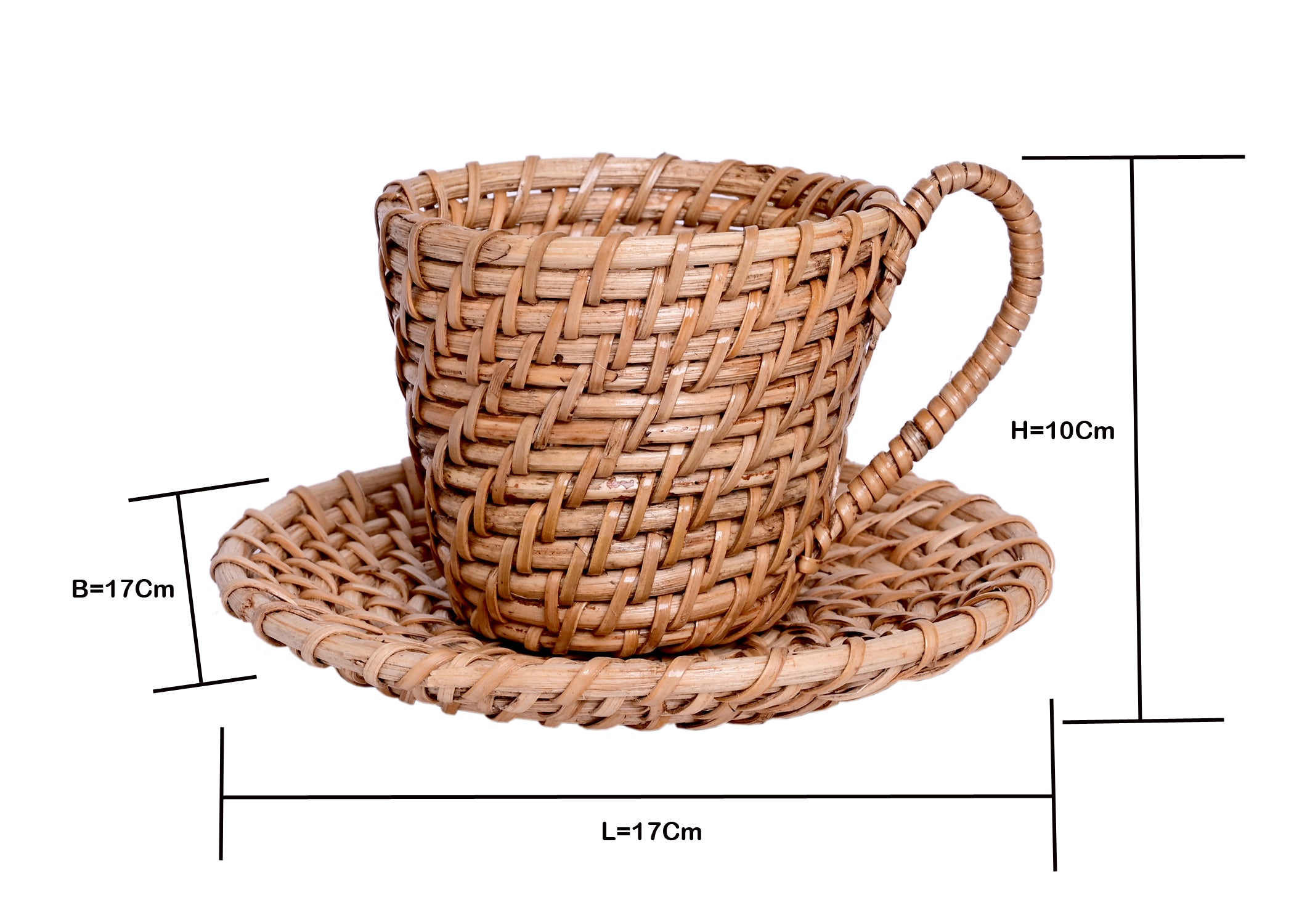 Cup and Saucer Natural Cane Handmade Planter - myBageecha