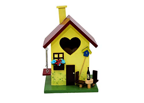 Beautifully Designed Yellow Birdhouse with Swing - myBageecha