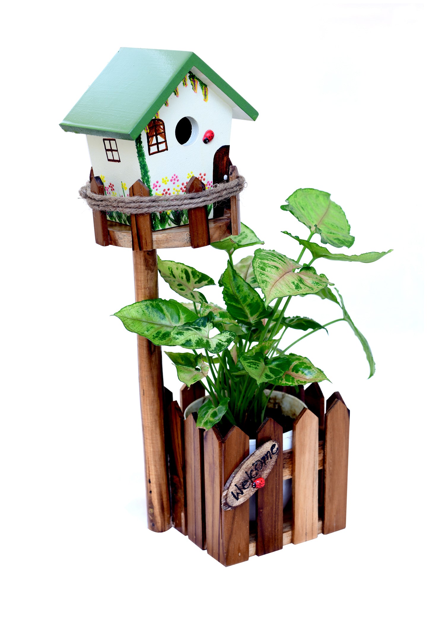 Birdhouse Planter Handcrafted Wooden Pot - myBageecha