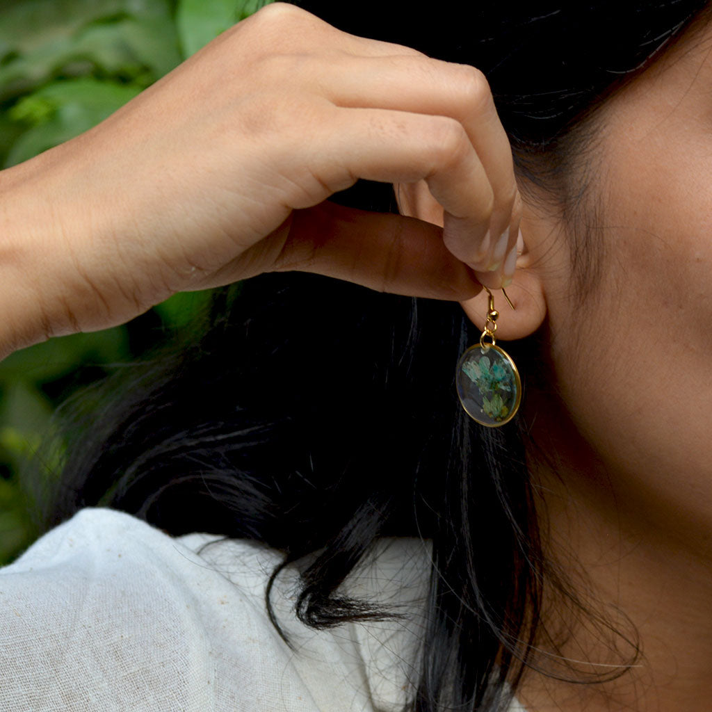 Teal Escapade Real Dried Flower Necklace / Set - myBageecha