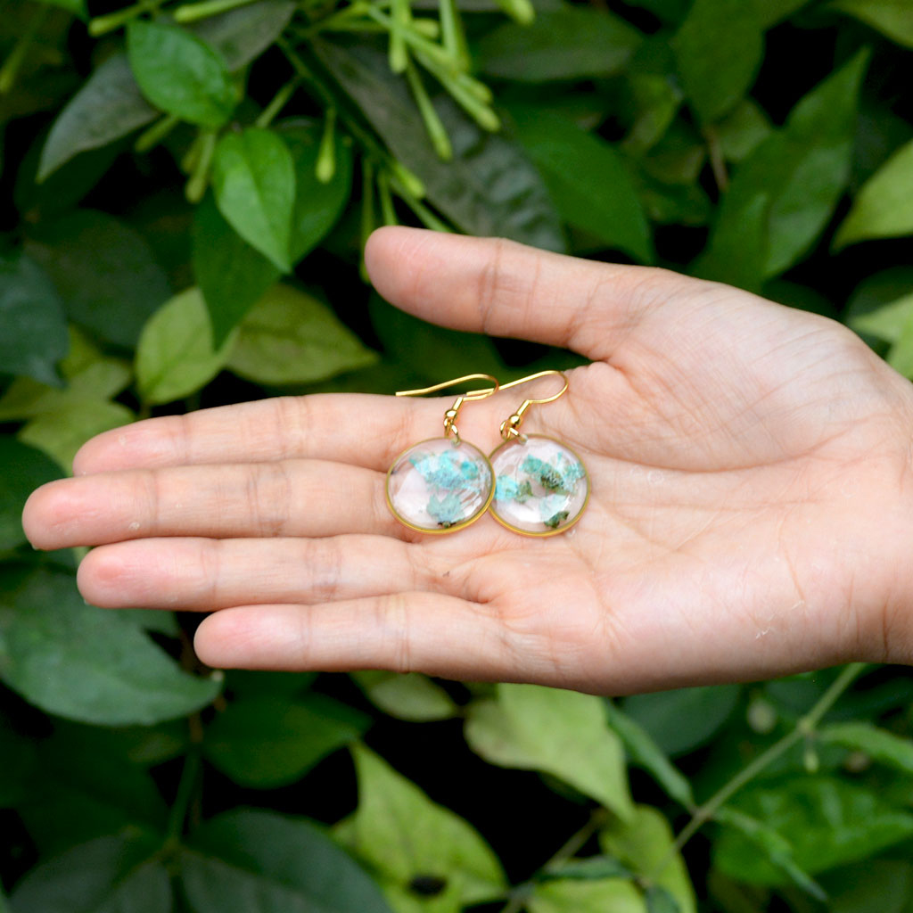 Teal Escapade Real Dried Flower Necklace / Set - myBageecha