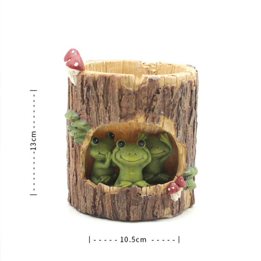 Three Wise Frogs in Treehouse Resin Succulent Pot - myBageecha