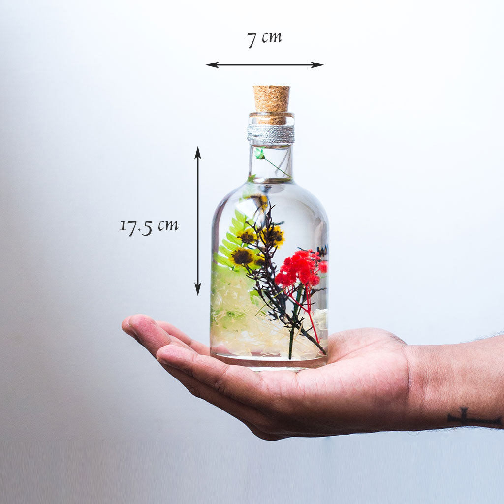 Touch of Sun Preserved Flower Tabletop shown in hand – bright and joyful décor piece.