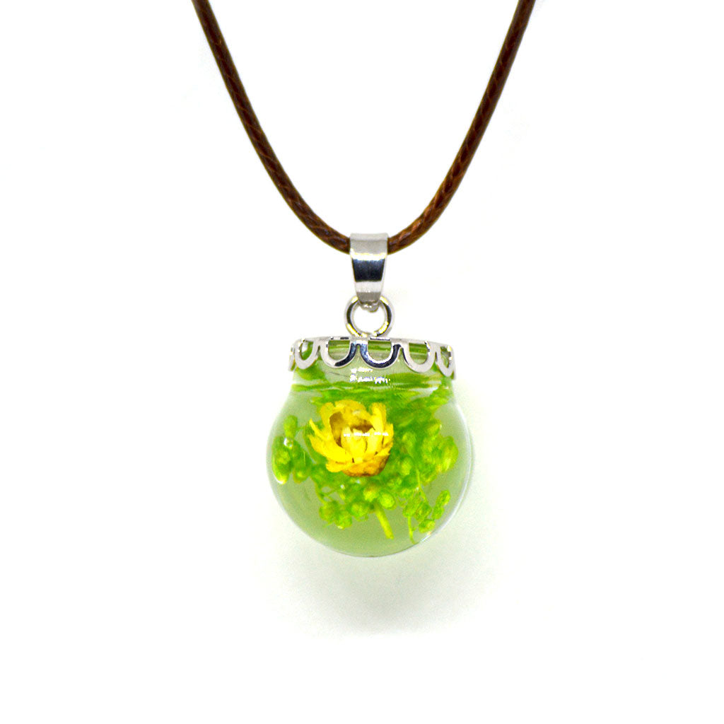 A Vivid Pansy Real Dried Flower Necklace - myBageecha