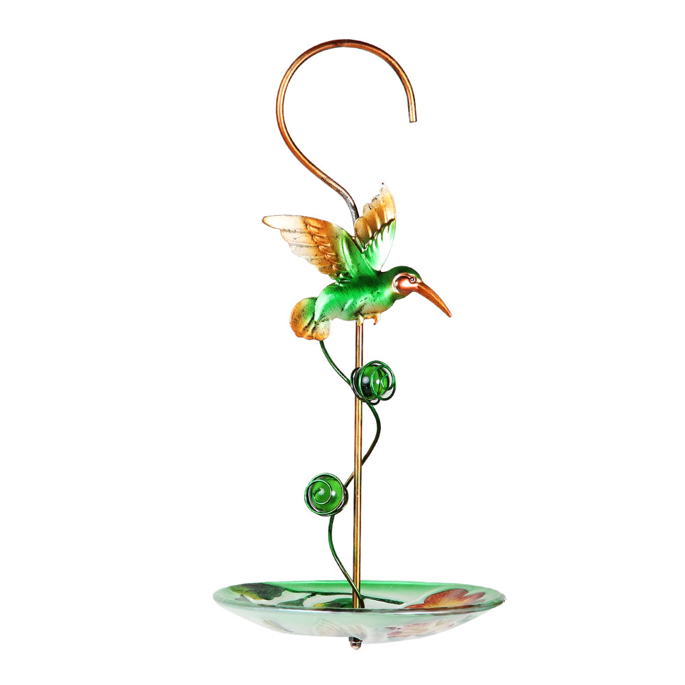 Hanging Green Bird With Glass Feeder - myBageecha