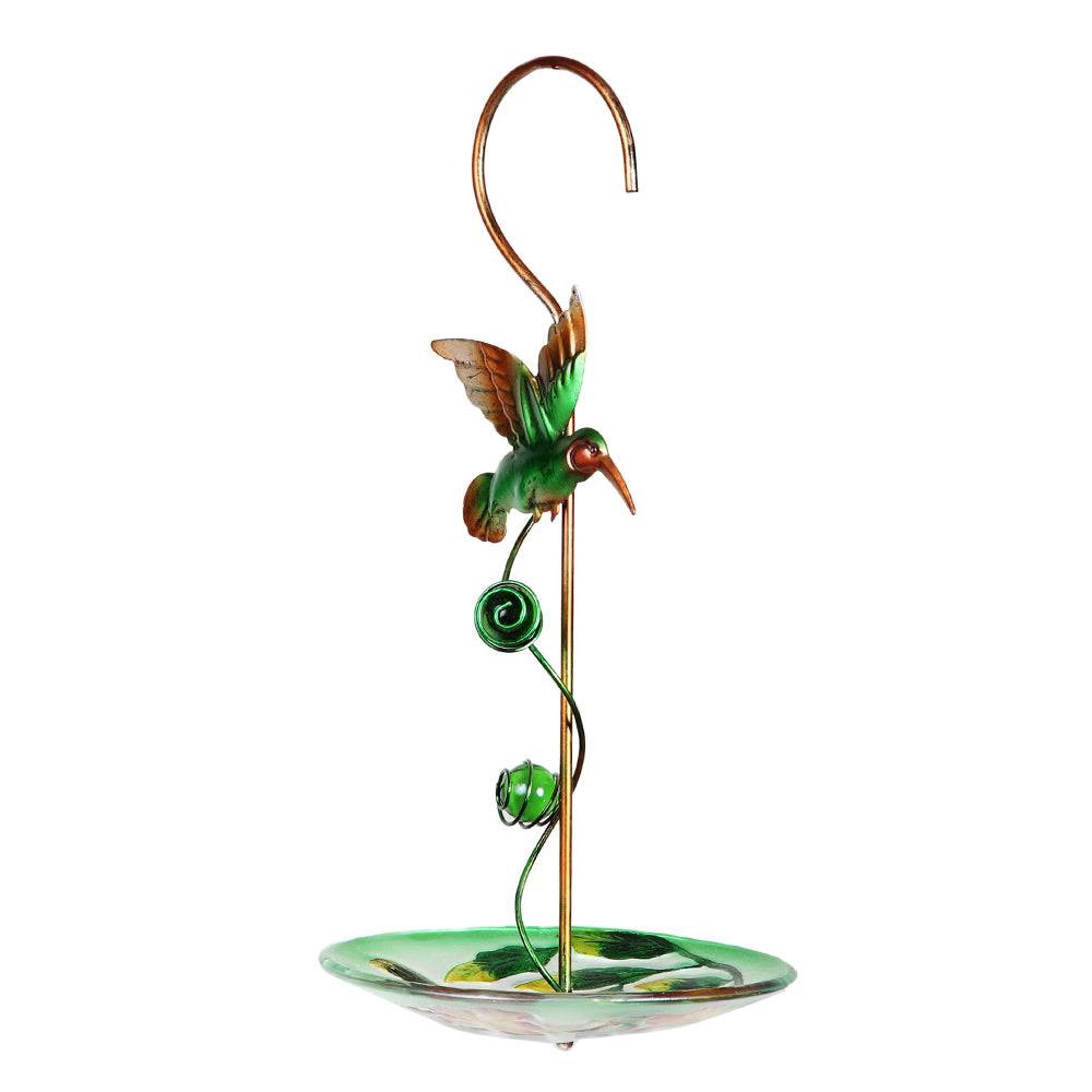 Hanging Green Bird With Glass Feeder - myBageecha