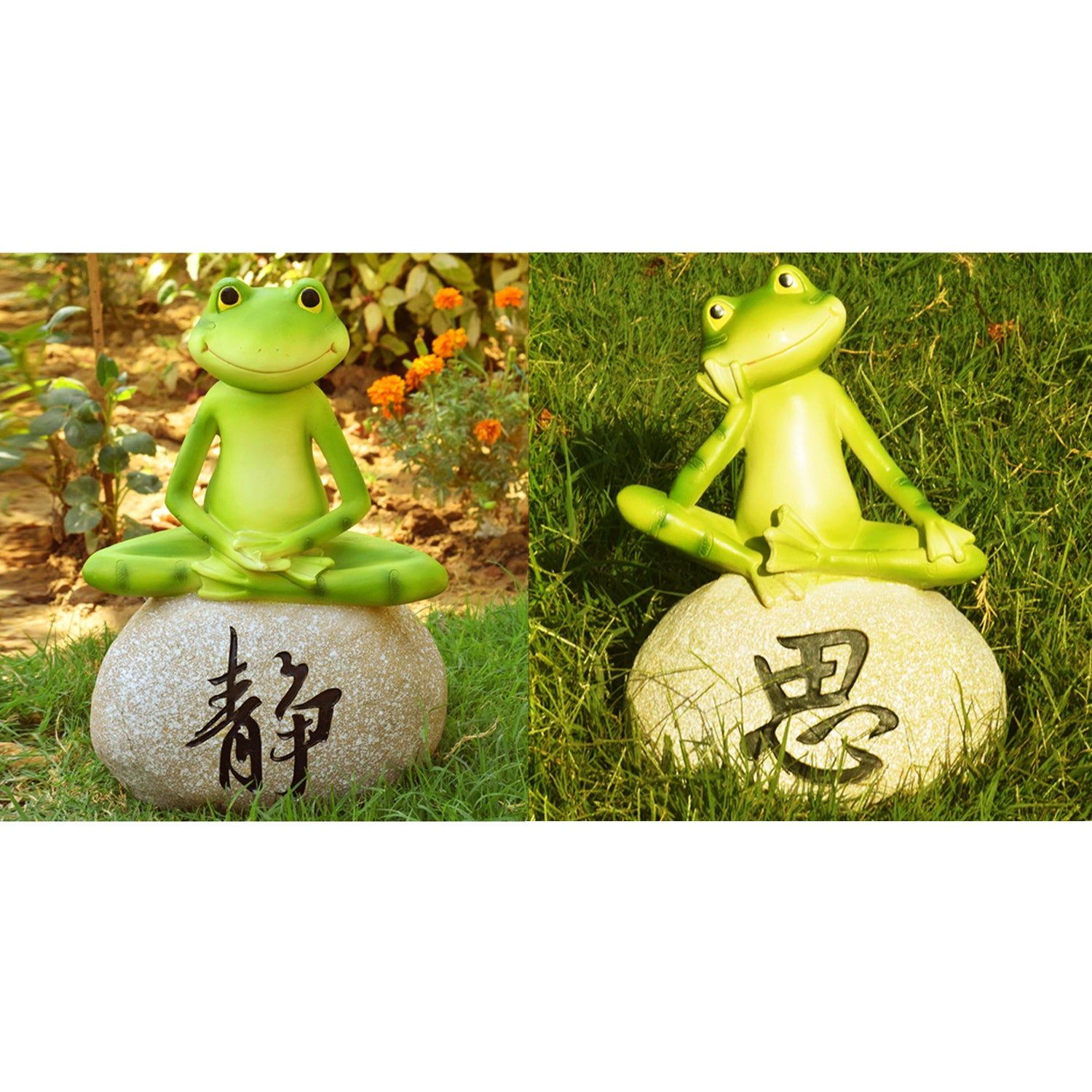 Set of 2 : Frogs sitting on Stone - Feng Shui for luck - myBageecha