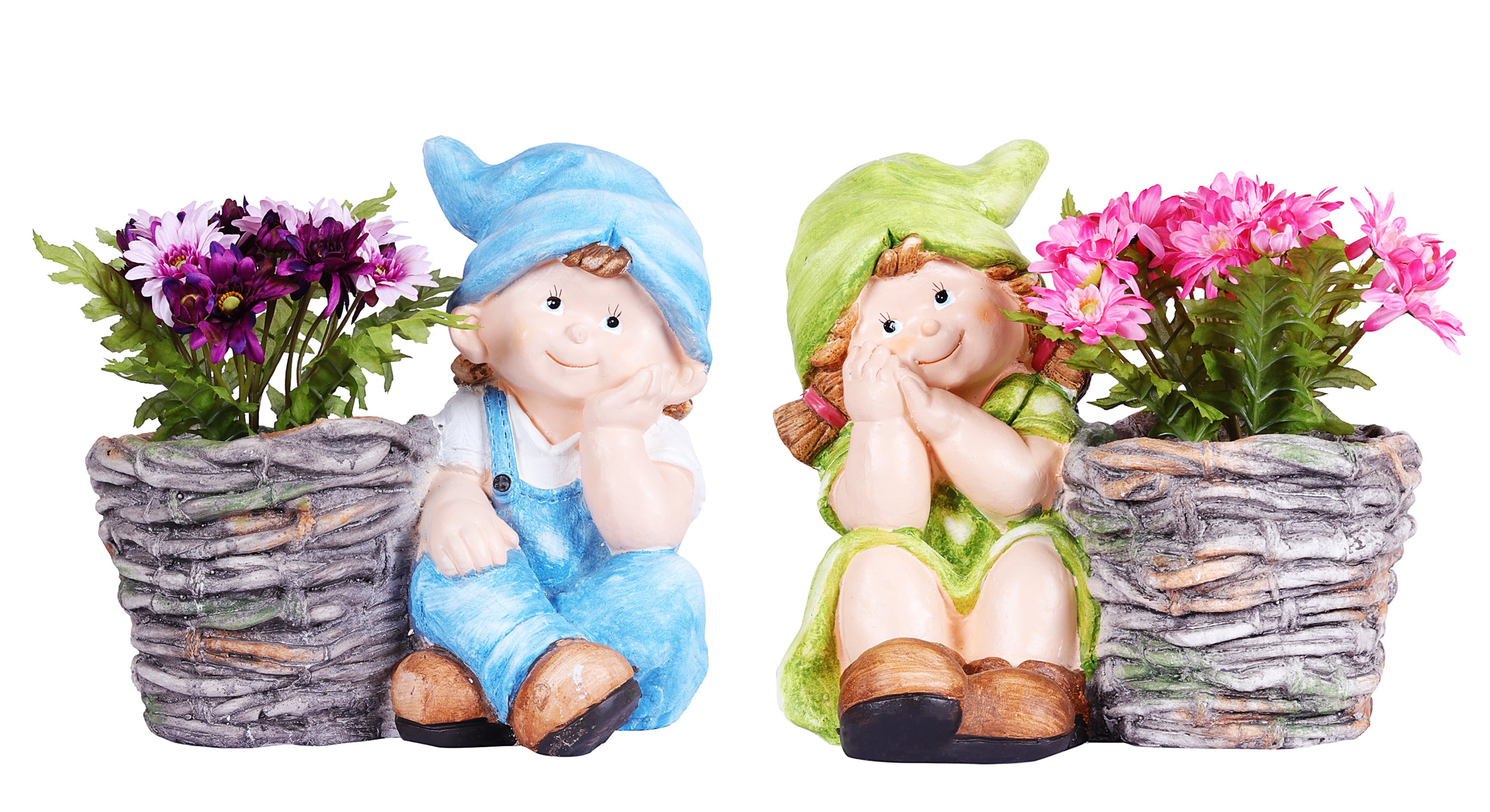 Boy & Girl sitting with Pot Planter - myBageecha