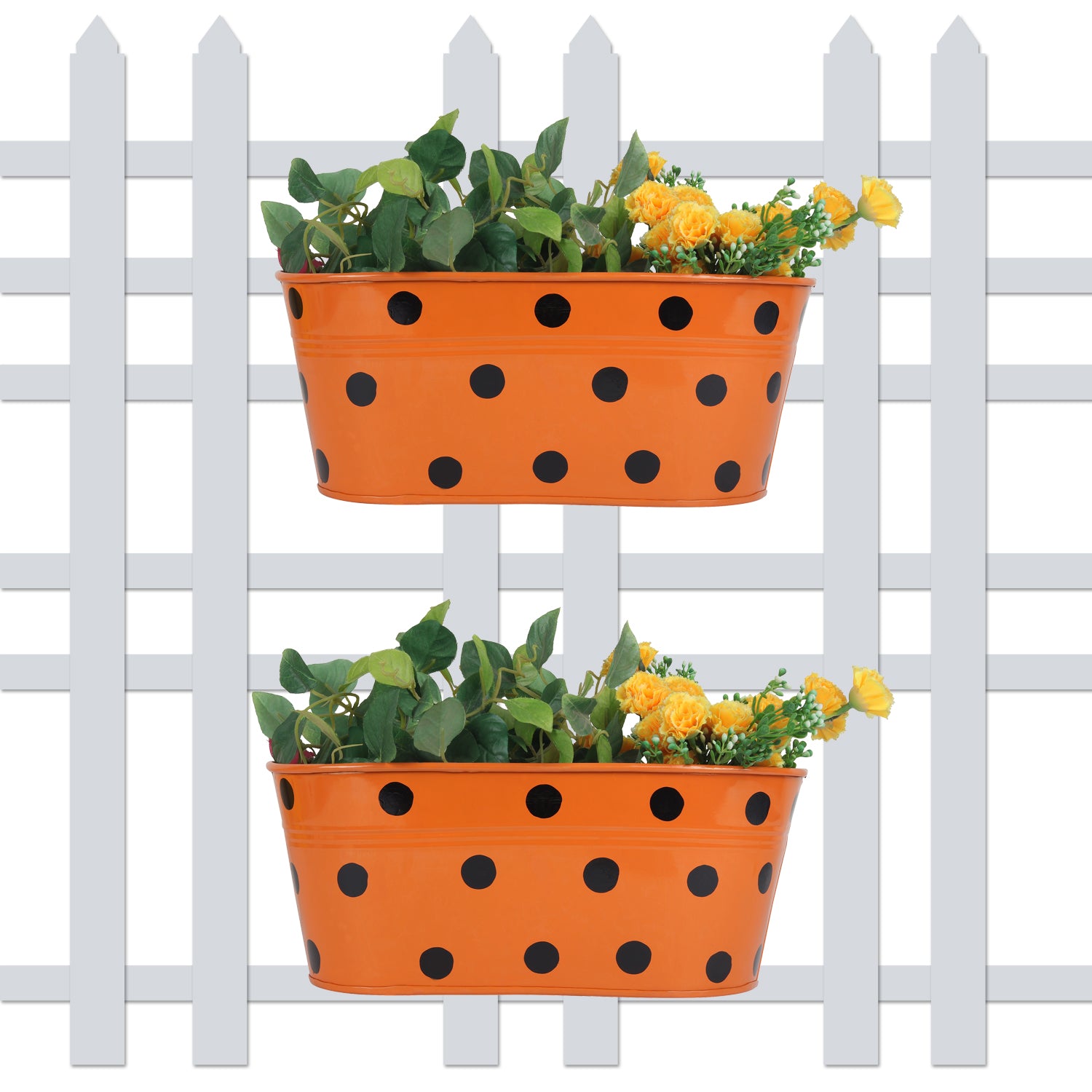 (Set of 2) Polka Dot Railing planters - myBageecha