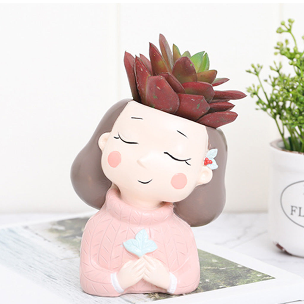 Wishful Nostalgia Girl Resin Succulent Pot - myBageecha