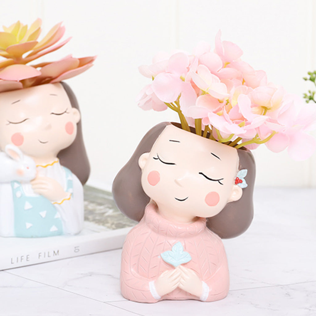 Wishful Nostalgia Girl Resin Succulent Pot - myBageecha