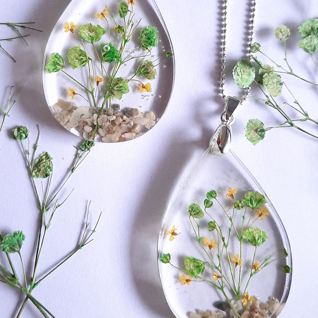 Aquatic Terrarium Real Dried Flower Necklace / Set - myBageecha
