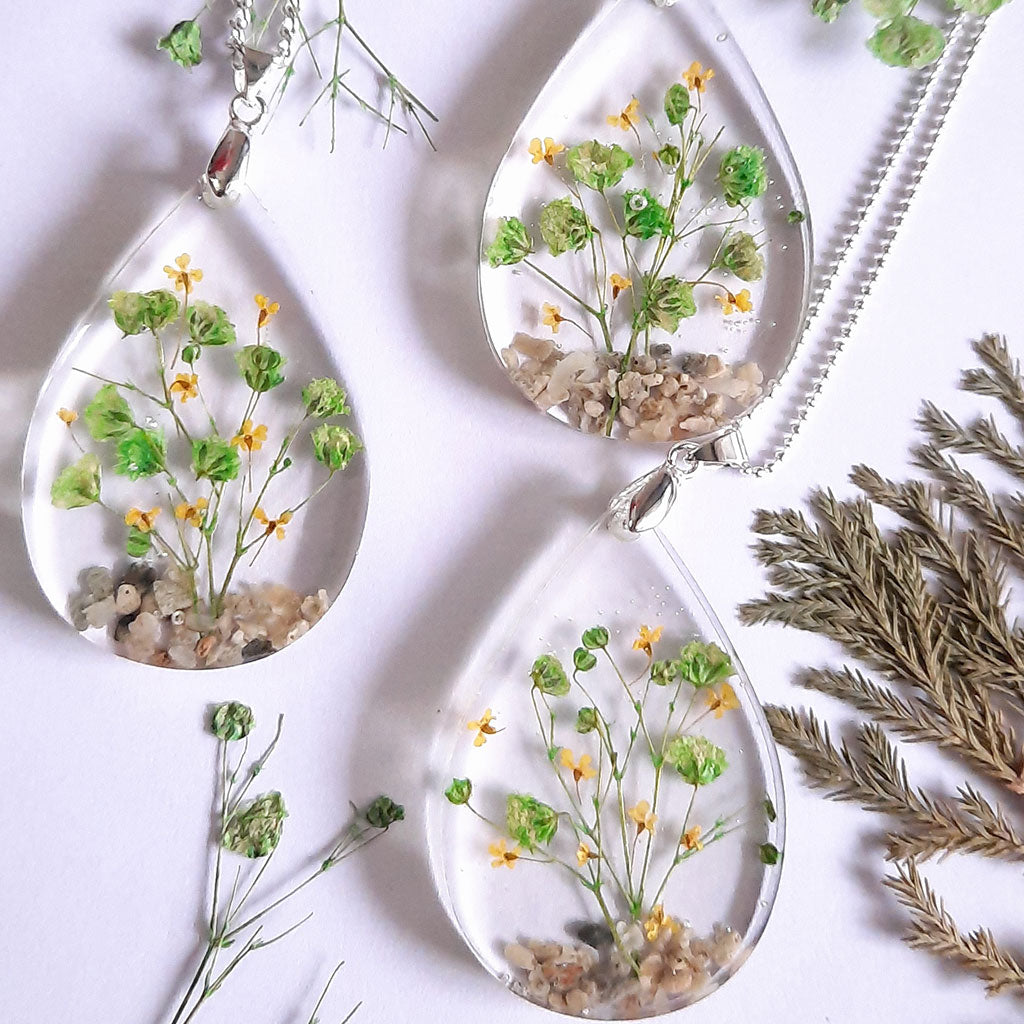 Aquatic Terrarium Real Dried Flower Necklace / Set - myBageecha