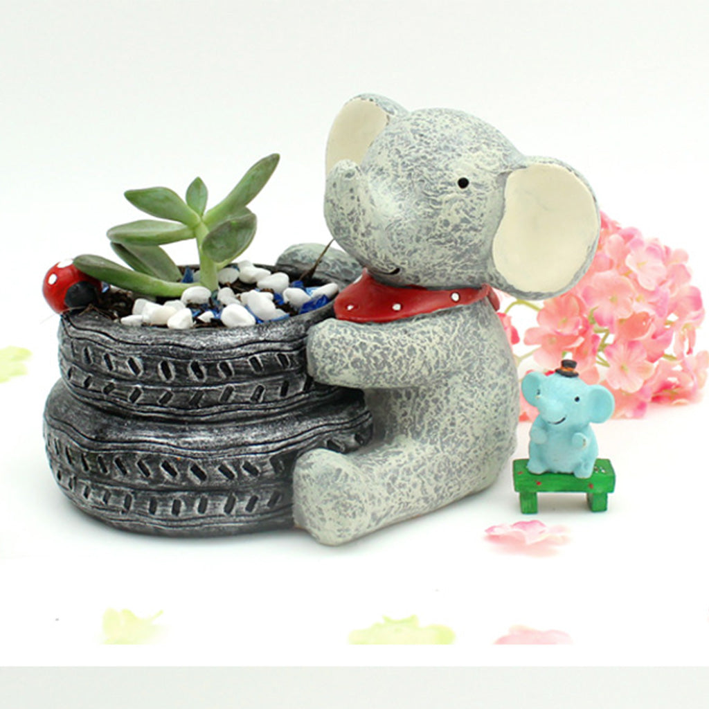 elephant plant pot feet Baby Elephant Succulent Pot – Cute Resin Planter