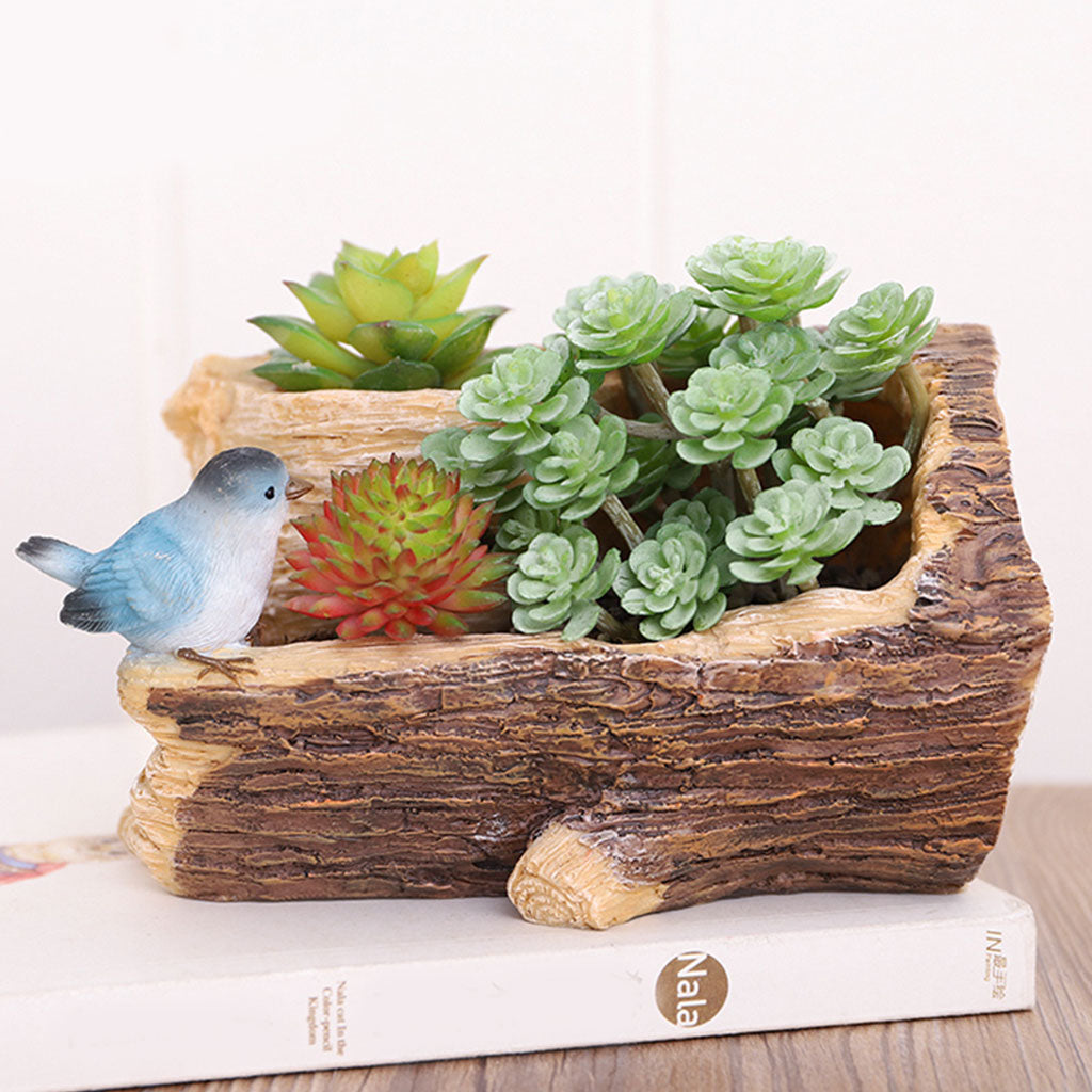 resin succulent planter Bird on Bark Succulent Pot – Resin Planter