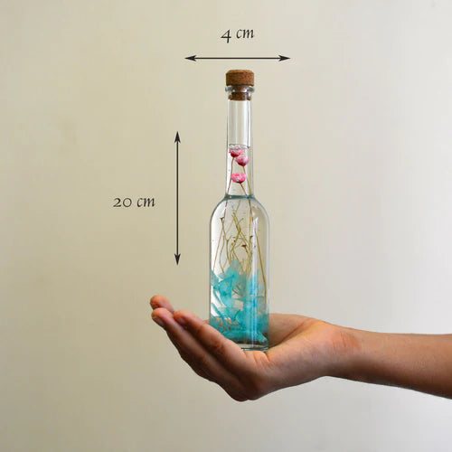 Blossoms of the Sky preserved bottle shown individually – sky-blue preserved décor.