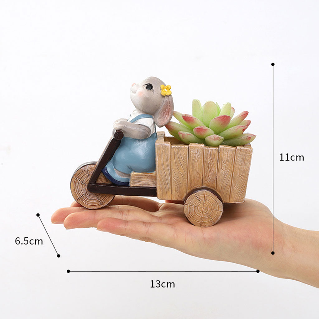 Bunny Riding Cycle Resin Succulent Pot - myBageecha