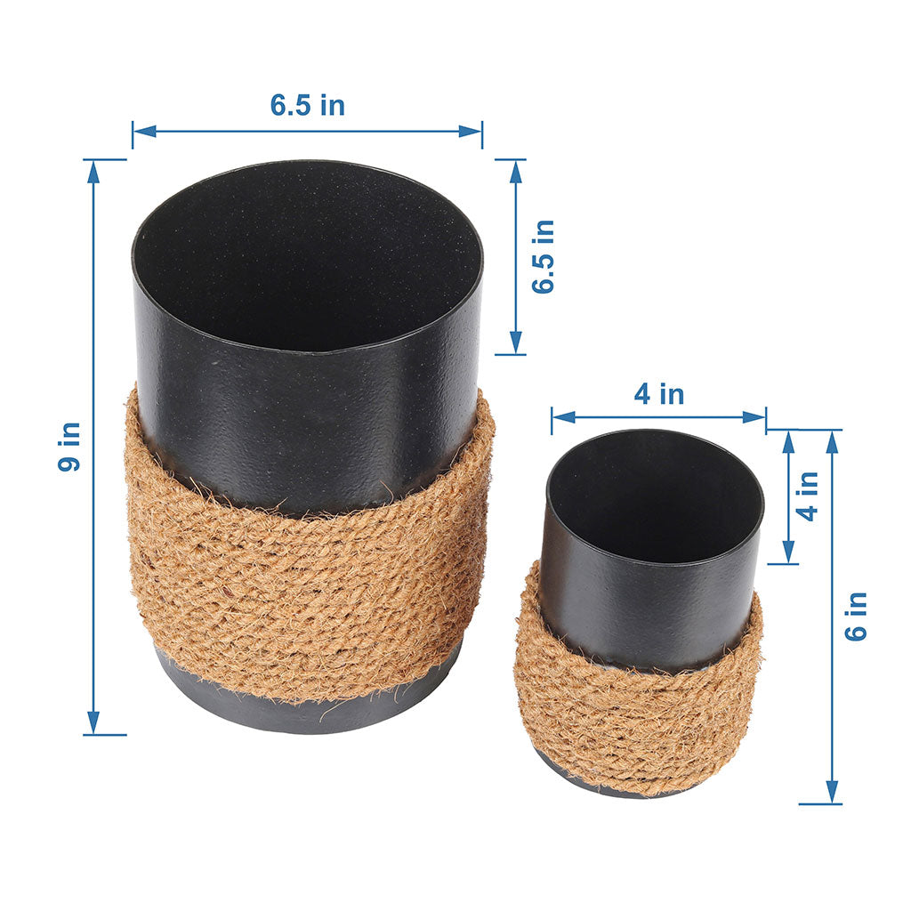 Charcoal Black in Jute Metal Pot - myBageecha