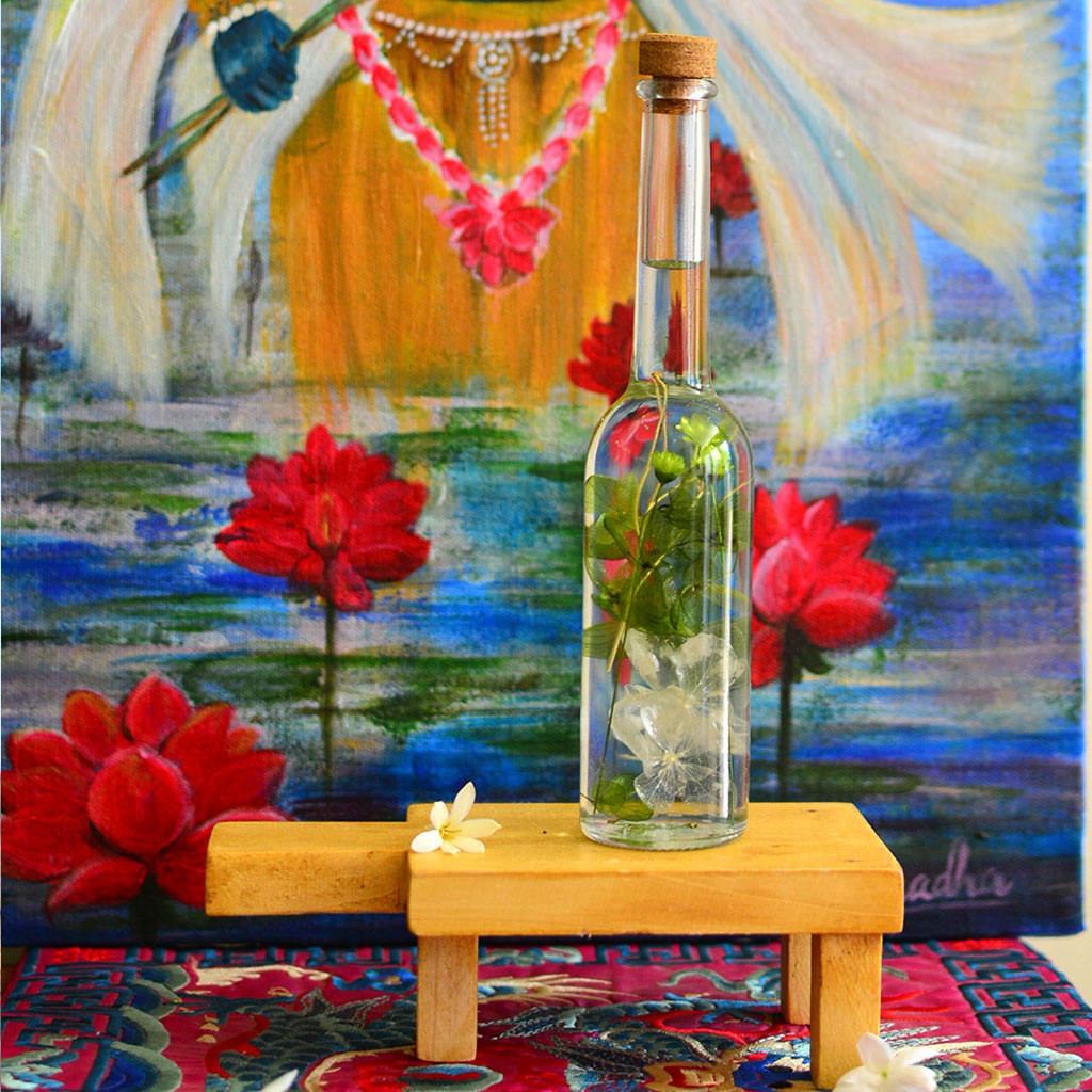 Contrasting Symphony Preserved Flower Tabletop on rectangular stand – statement preserved arrangement.