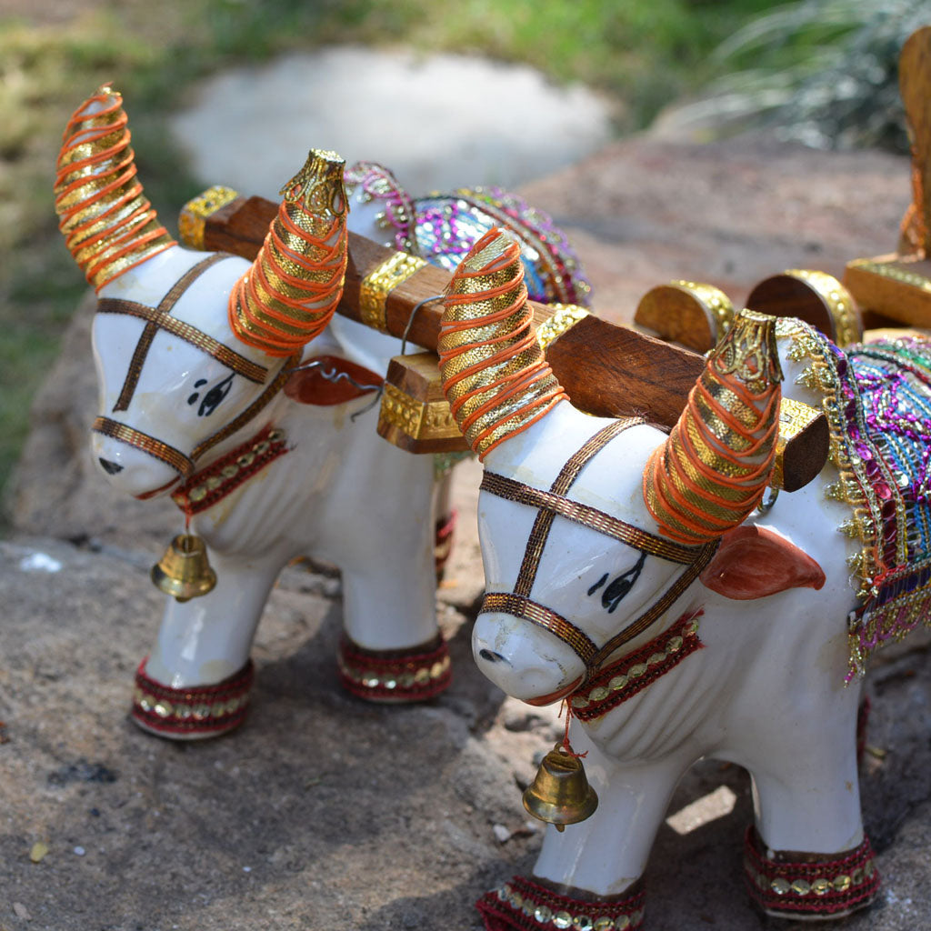 Hand Decorated Ceramic Bullock Cart - myBageecha