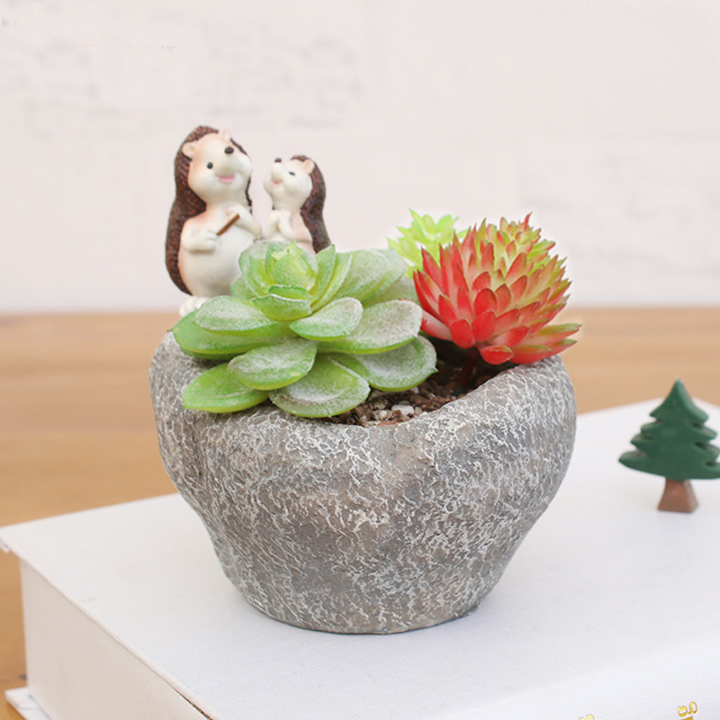 Cute Hedgehog Couple Resin Succulent Pot - myBageecha