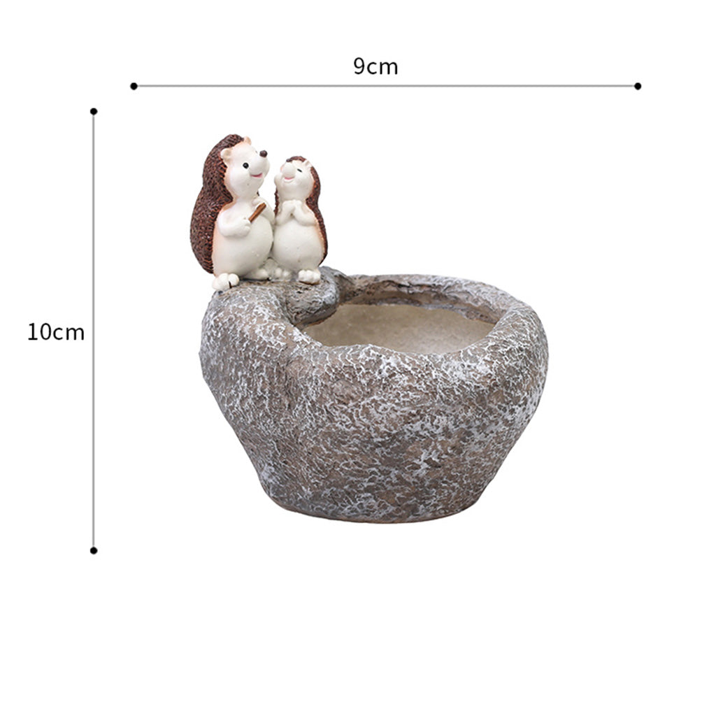 Cute Hedgehog Couple Resin Succulent Pot - myBageecha
