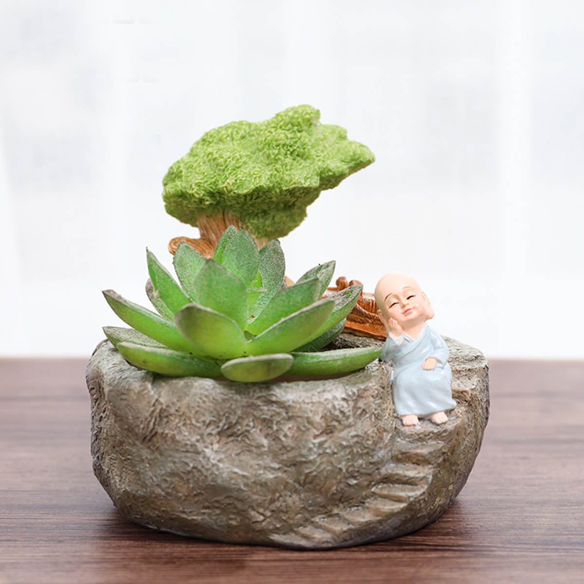 Cute Monk Relaxing Resin Succulent Pot - myBageecha