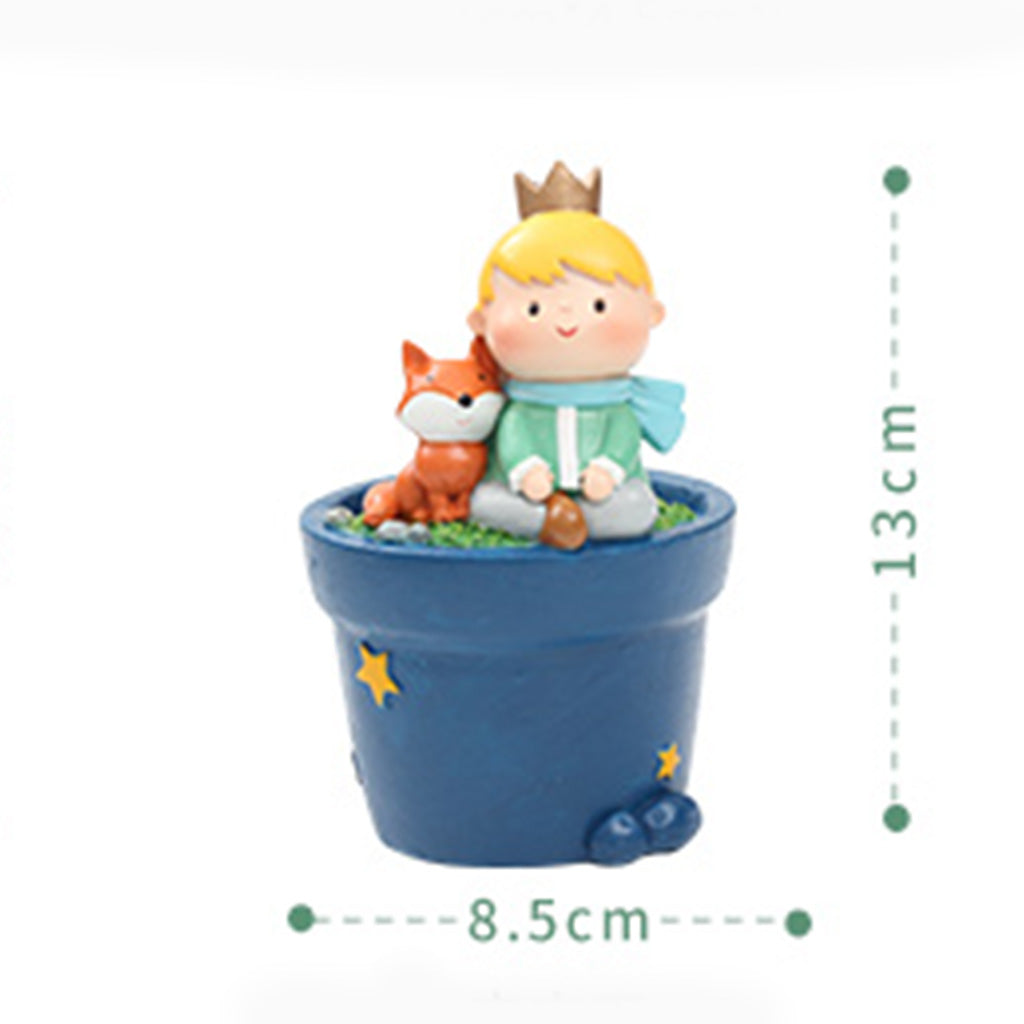 Cute Prince Sitting with Fox Resin Succulent Pot - myBageecha