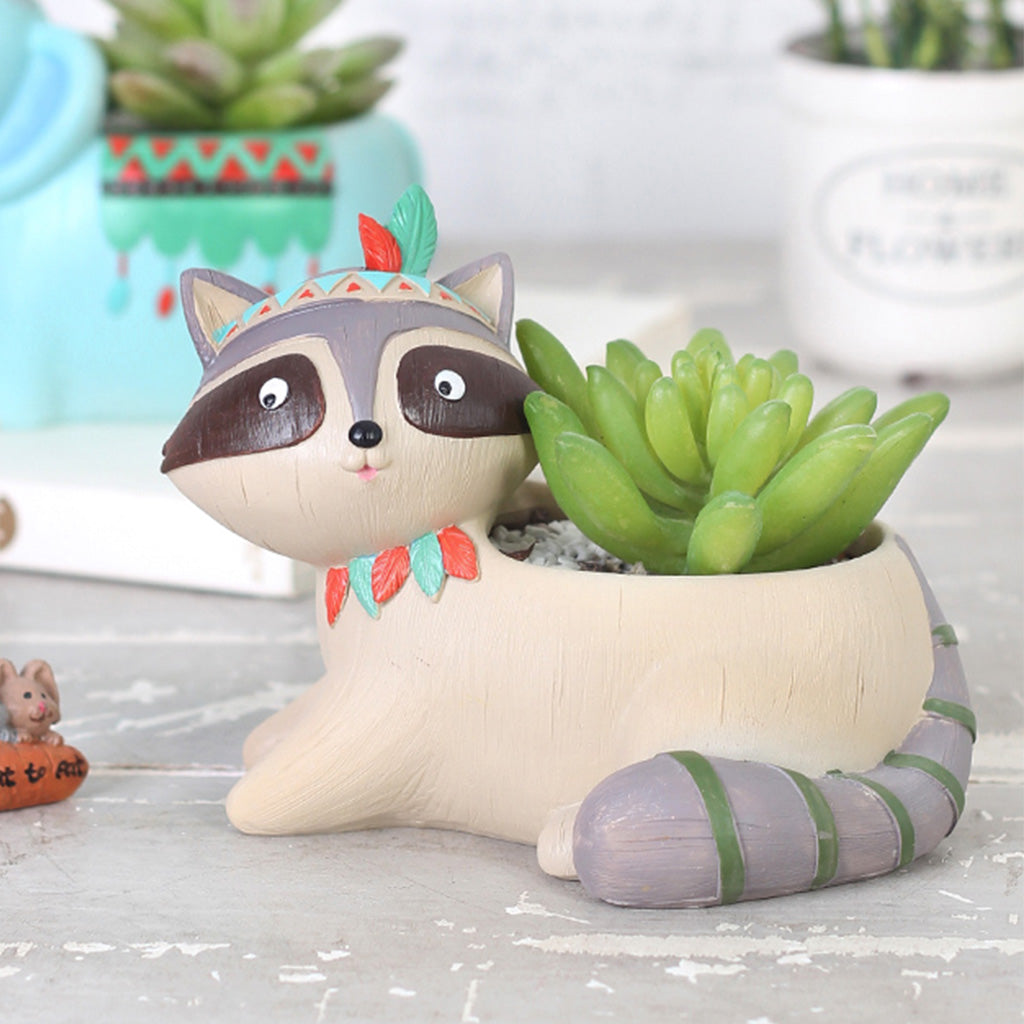 Cute Tribal Raccoon Succulent Pot - myBageecha
