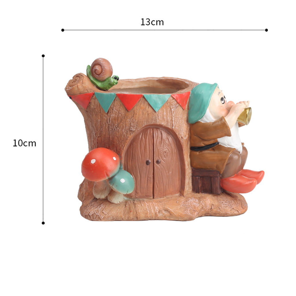 Dwarf Playing Music Resin Succulent Pot - myBageecha