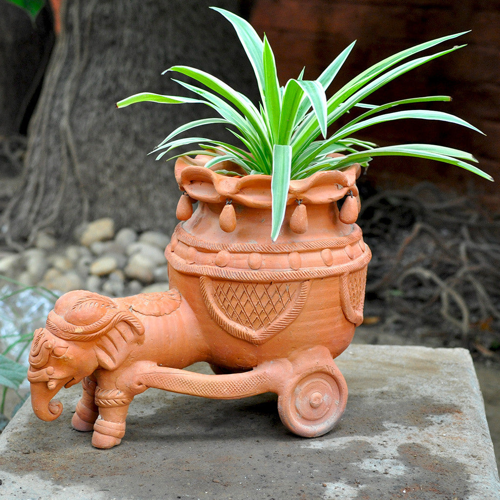 Side view of Elephant Cart Planter - myBageecha