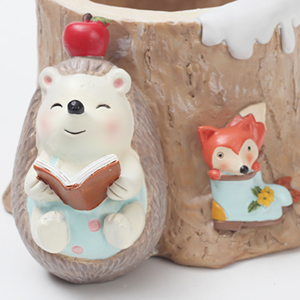 Fat Hedgehog Reading Stories Resin Succulent Pot - myBageecha