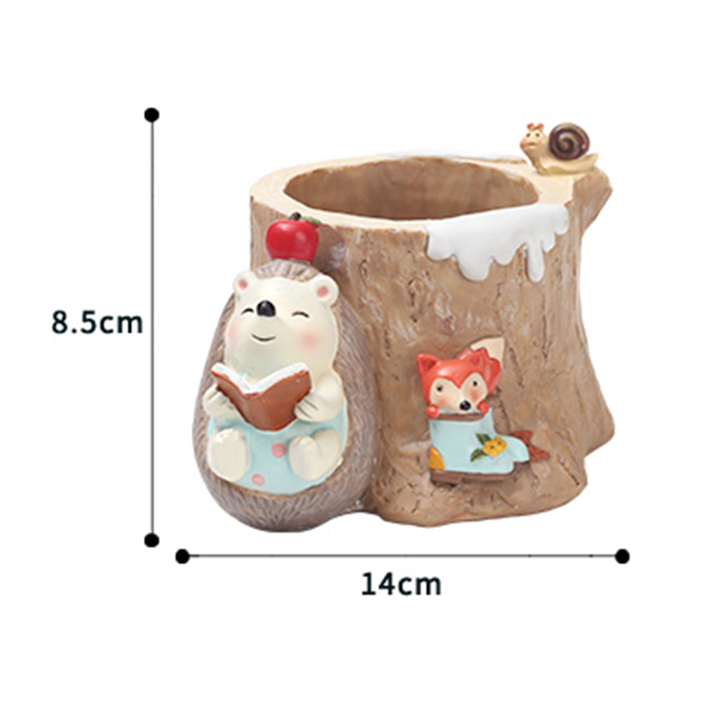Fat Hedgehog Reading Stories Resin Succulent Pot - myBageecha