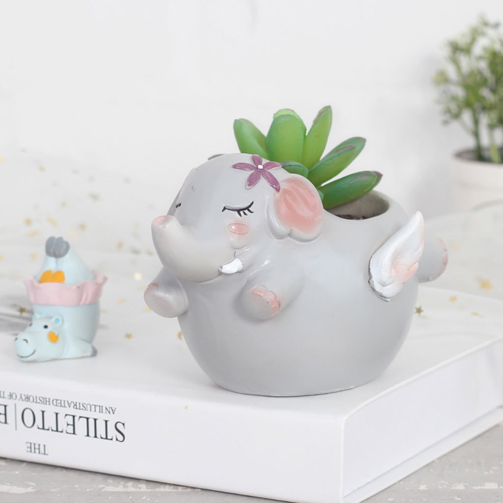 Cute Flying Elephant Resin Succulent Pot - myBageecha