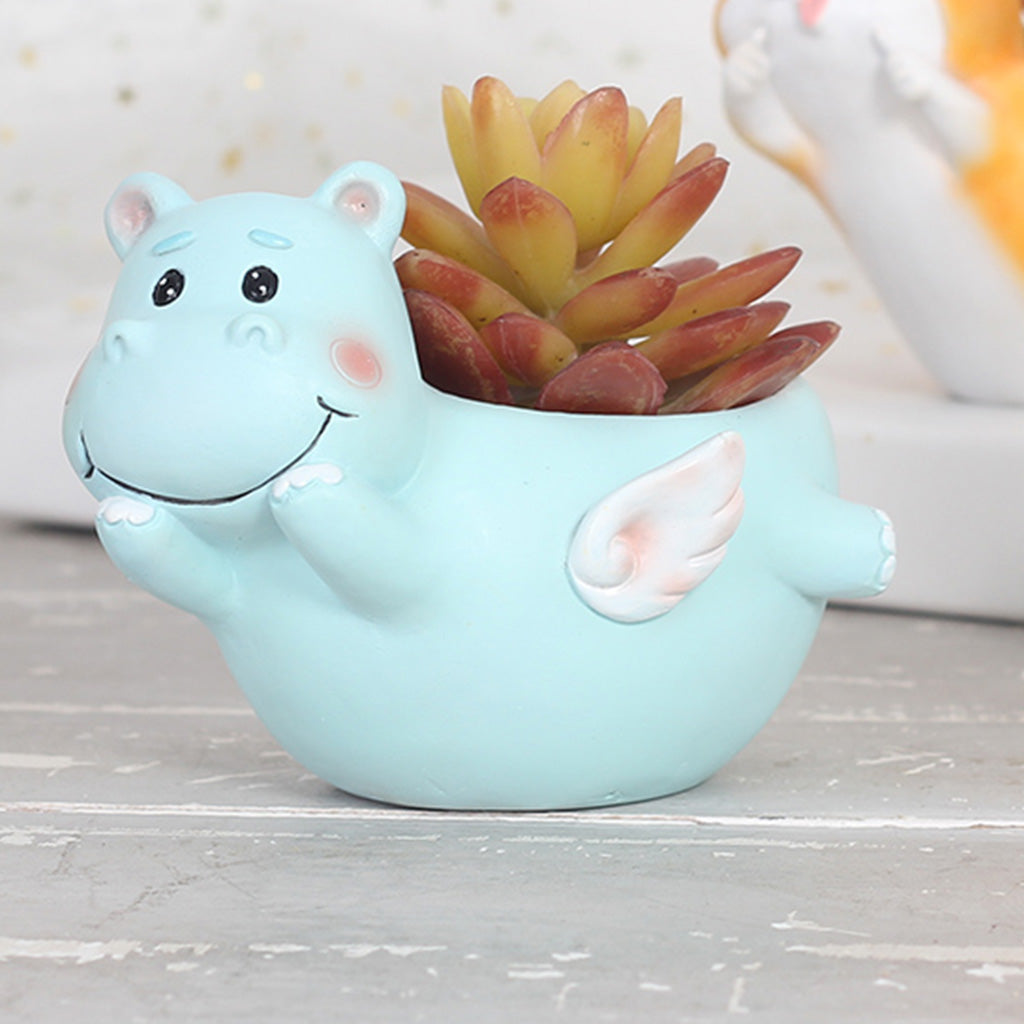 Cute Flying Hippo Resin Succulent Pot - myBageecha