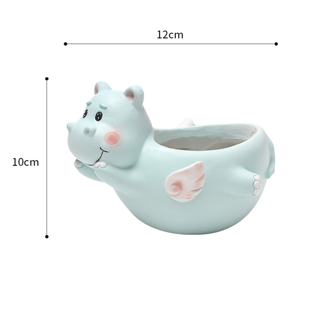 Cute Flying Hippo Resin Succulent Pot - myBageecha