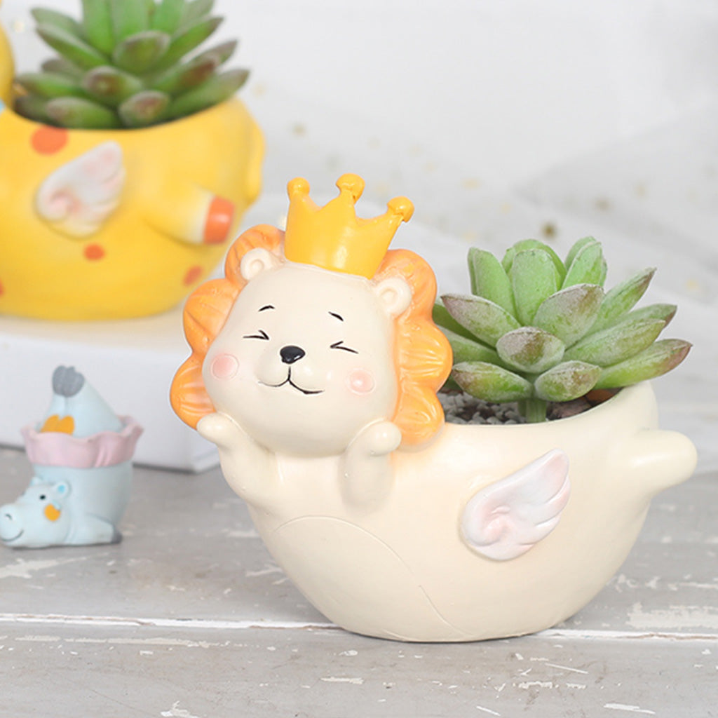 Cute Flying Lion Resin Succulent Pot - myBageecha