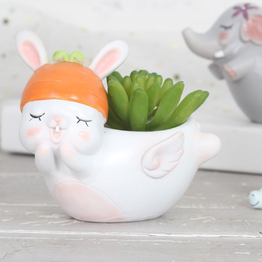 Cute Flying Rabbit Resin Succulent Pot - myBageecha
